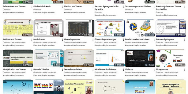 Screenshot des YouTube Kanals von Mathematik macht Freude 